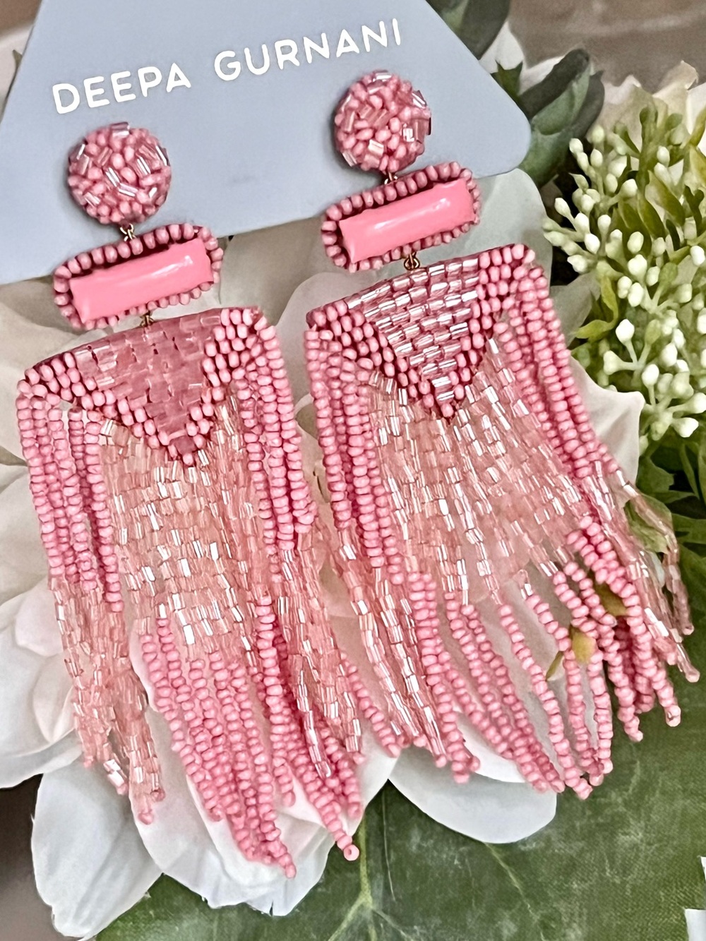 NWT Deepa Gurnani Beaded Fringe Chandeliers - Picture 9 of 16